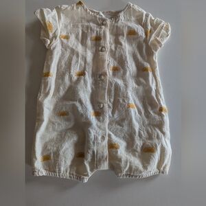 Zara Natural Summer Romper One Piece Baby 3-6 Months Tan Cream Muslin Boho